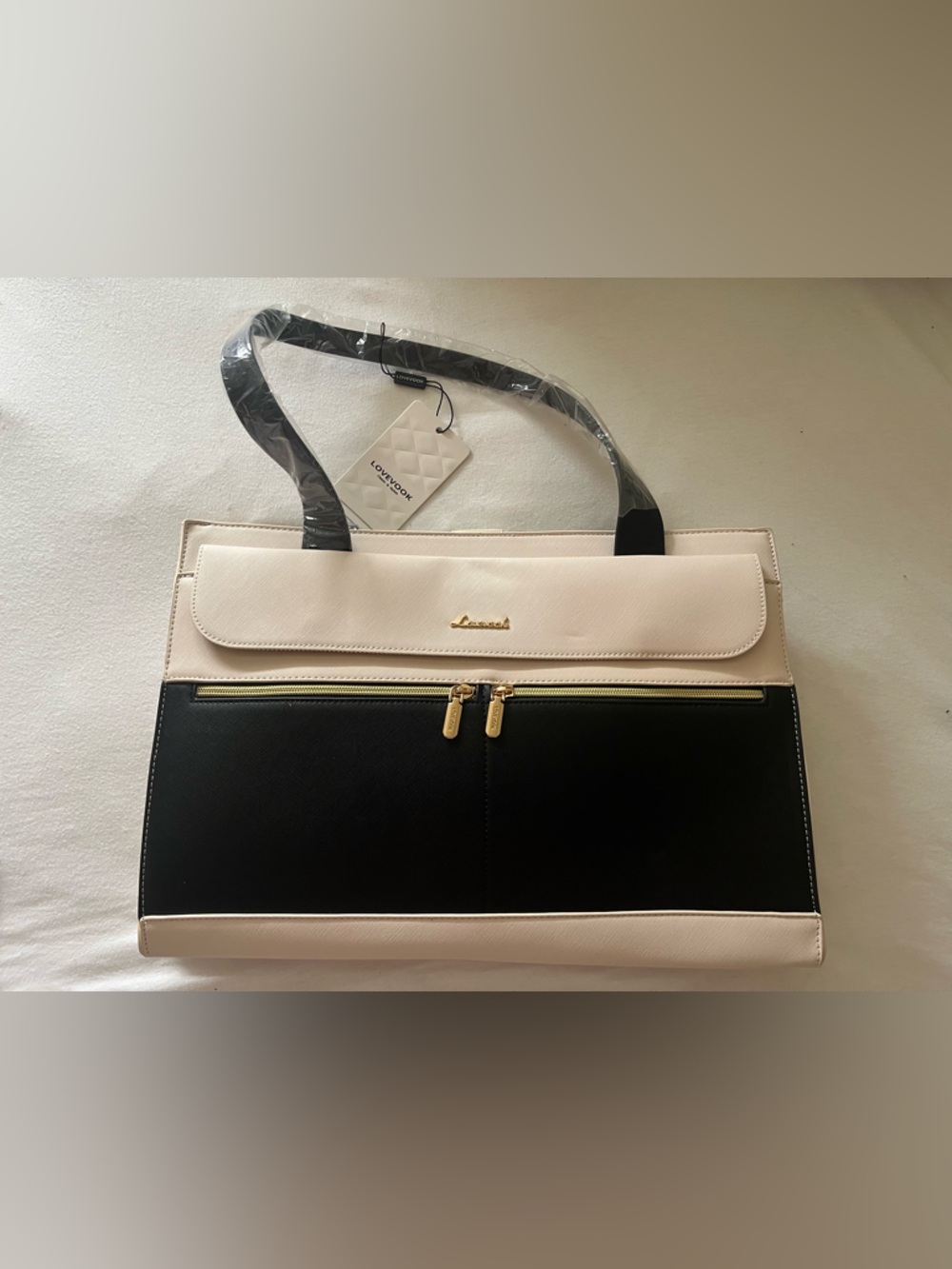 Loewe Inspired Black and Cream Structured Tote